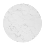 Zinque Gold/White 28" Artificial Marble Dining Table - Ornate Home