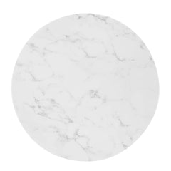 Zinque Gold/White 28" Artificial Marble Dining Table - Ornate Home