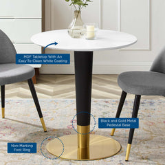 Zinque Gold/White 28" Dining Table - Ornate Home