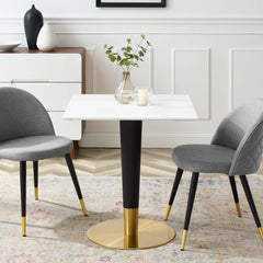Zinque Gold/White 28" Square Dining Table - Ornate Home