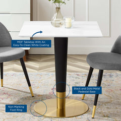Zinque Gold/White 28" Square Dining Table - Ornate Home