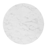 Zinque Gold/White 36" Artificial Marble Dining Table - Ornate Home