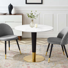 Zinque Gold/White 36" Dining Table - Ornate Home
