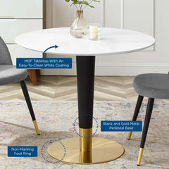 Zinque Gold/White 36" Dining Table - Ornate Home