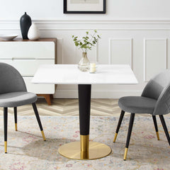 Zinque Gold/White 36" Square Dining Table - Ornate Home