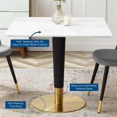 Zinque Gold/White 36" Square Dining Table - Ornate Home