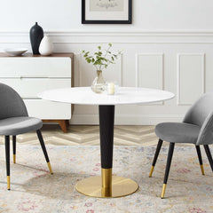 Zinque Gold/White 42" Oval Dining Table - Ornate Home
