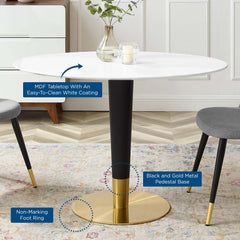 Zinque Gold/White 42" Oval Dining Table - Ornate Home