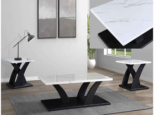 Zion White/Black 3-Piece Cocktail Set - Ornate Home