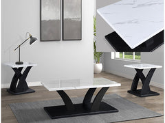 Zion White/Black 3-Piece Cocktail Set - Ornate Home