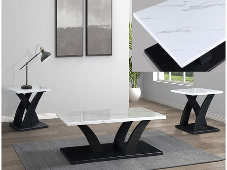 Zion White/Black 3-Piece Cocktail Set - Ornate Home