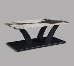 Zion White/Black/Brown Faux Marble 3-Piece Coffee Table Set - Ornate Home