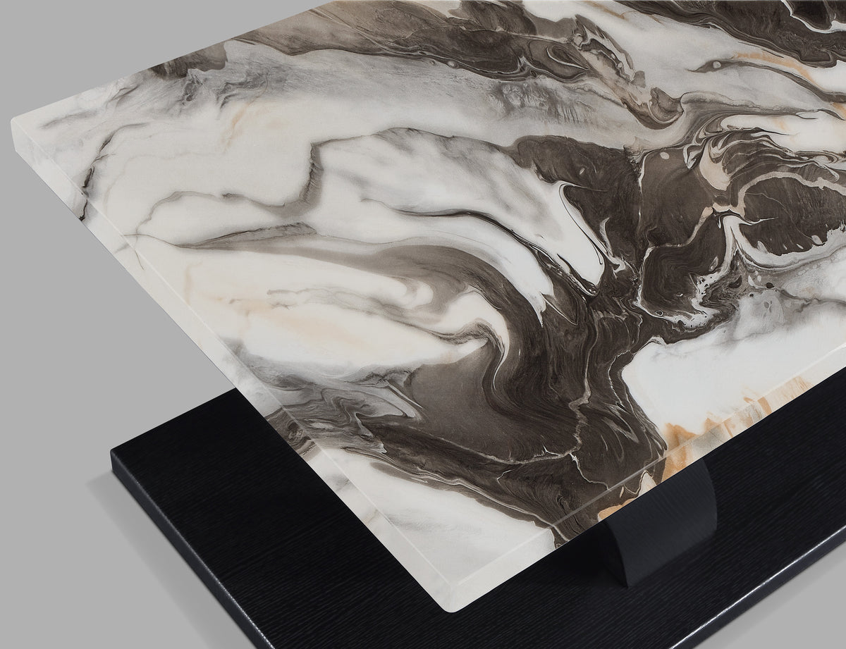 Zion White/Black/Brown Faux Marble 3-Piece Coffee Table Set - Ornate Home