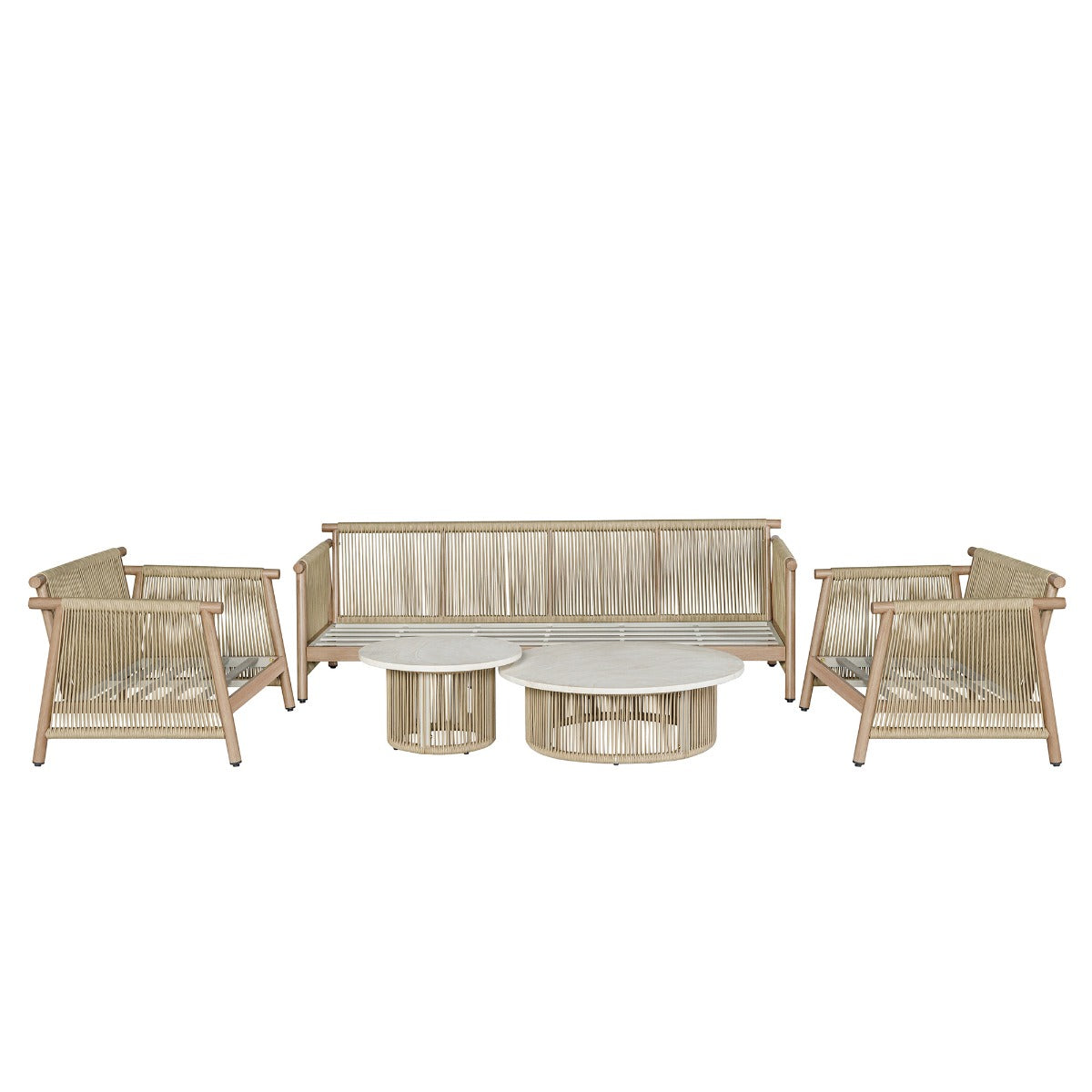 Zira Beige/Brown 5-Piece Patio Sofa Set - Ornate Home