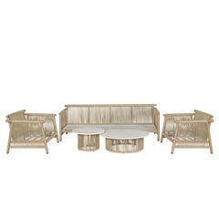 Zira Beige/Brown 5-Piece Patio Sofa Set - Ornate Home