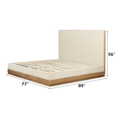 Zoey Beige Fabric / Oak E. King Bed - Ornate Home