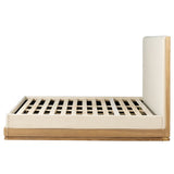 Zoey Beige Fabric / Oak E. King Bed - Ornate Home