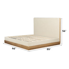 Zoey Beige Fabric / Oak Queen Bed - Ornate Home