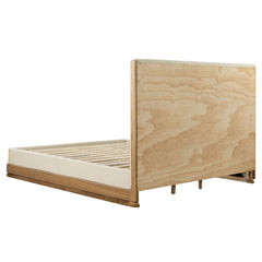 Zoey Beige Fabric / Oak Queen Bed - Ornate Home