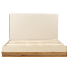 Zoey Beige Fabric / Oak Queen Bed - Ornate Home