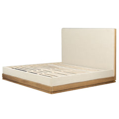 Zoey Beige Fabric / Oak Queen Bed - Ornate Home