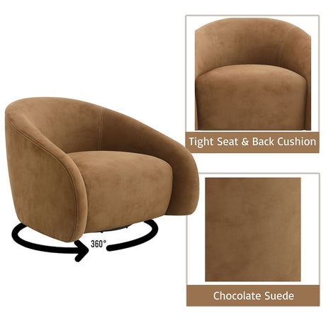 Zoey Chocolate Swivel Accent Chair - Ornate Home