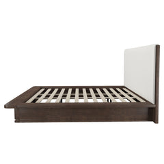 Zoey Cream/Brown Oak Queen Bed - Ornate Home