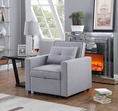Zoey Light Gray 33.25"W Linen Convertible Sleeper Chair - Ornate Home