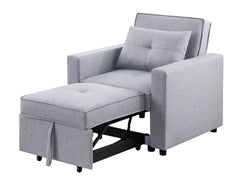 Zoey Light Gray 33.25"W Linen Convertible Sleeper Chair - Ornate Home