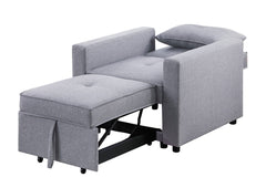 Zoey Light Gray 33.25"W Linen Convertible Sleeper Chair - Ornate Home