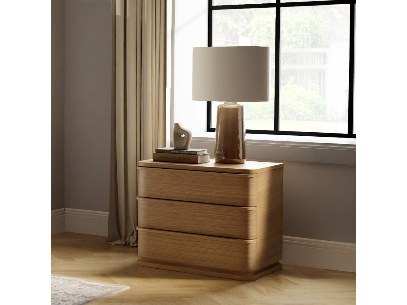 Zoey Oak Nightstand - Ornate Home