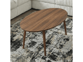 Zoey Walnut Ellipse Coffee Table - Ornate Home