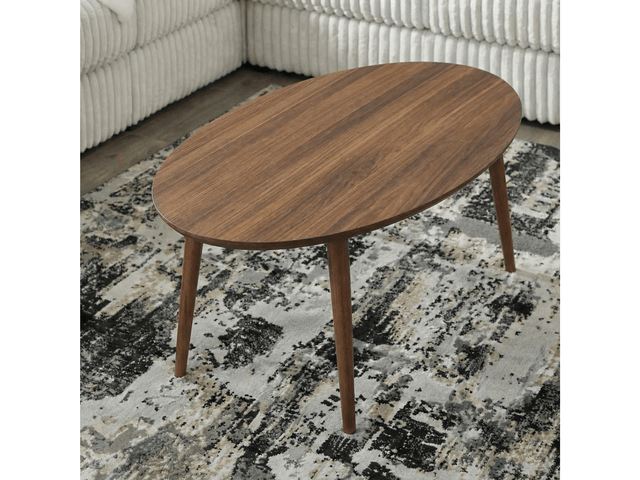 Zoey Walnut Ellipse Coffee Table - Ornate Home