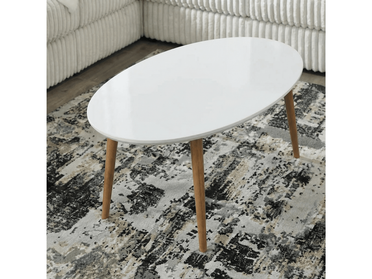 Zoey White Ellipse Coffee Table - Ornate Home