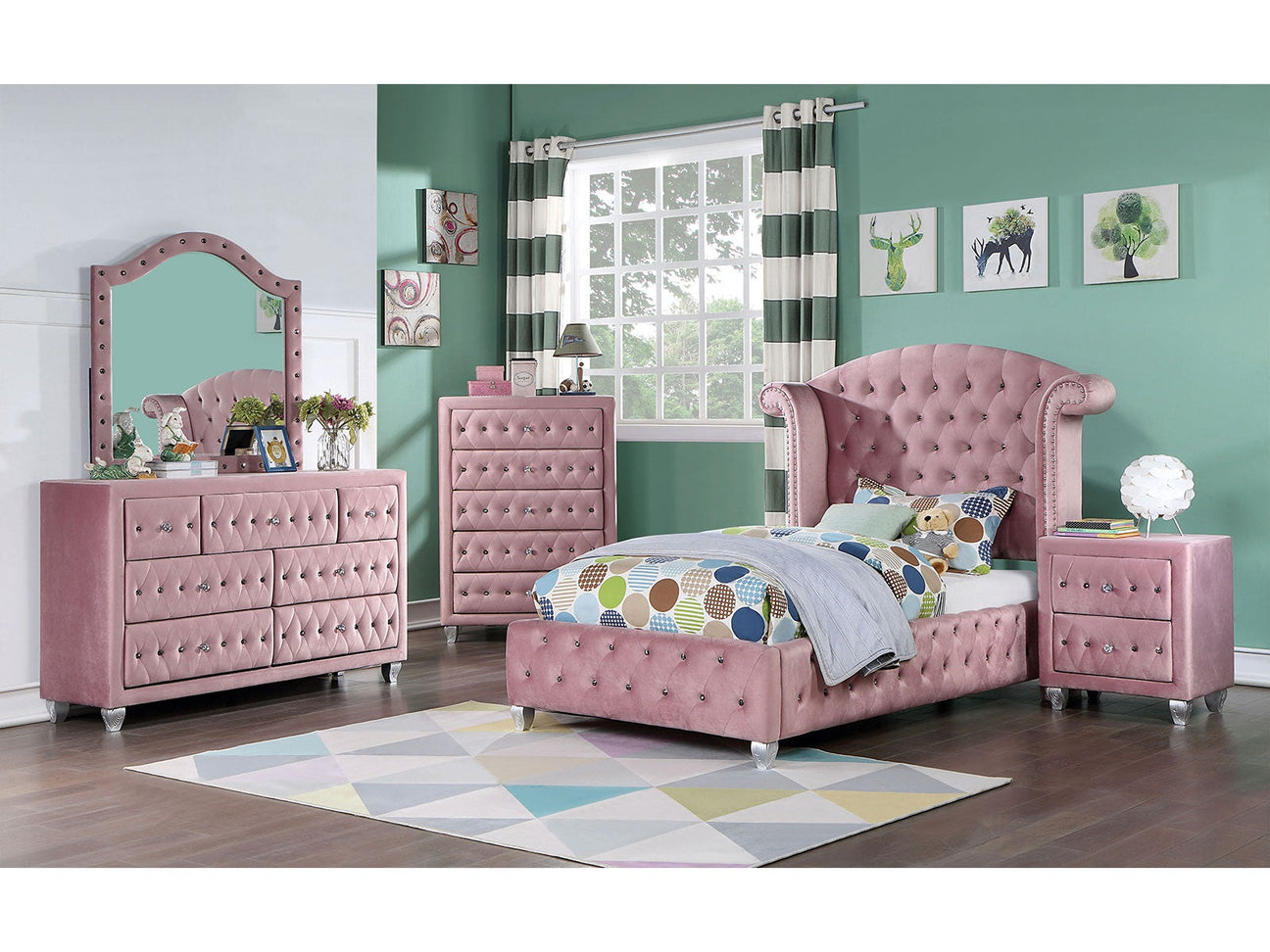 Zohar Pink 4 Pc. Twin Bedroom Set - Ornate Home