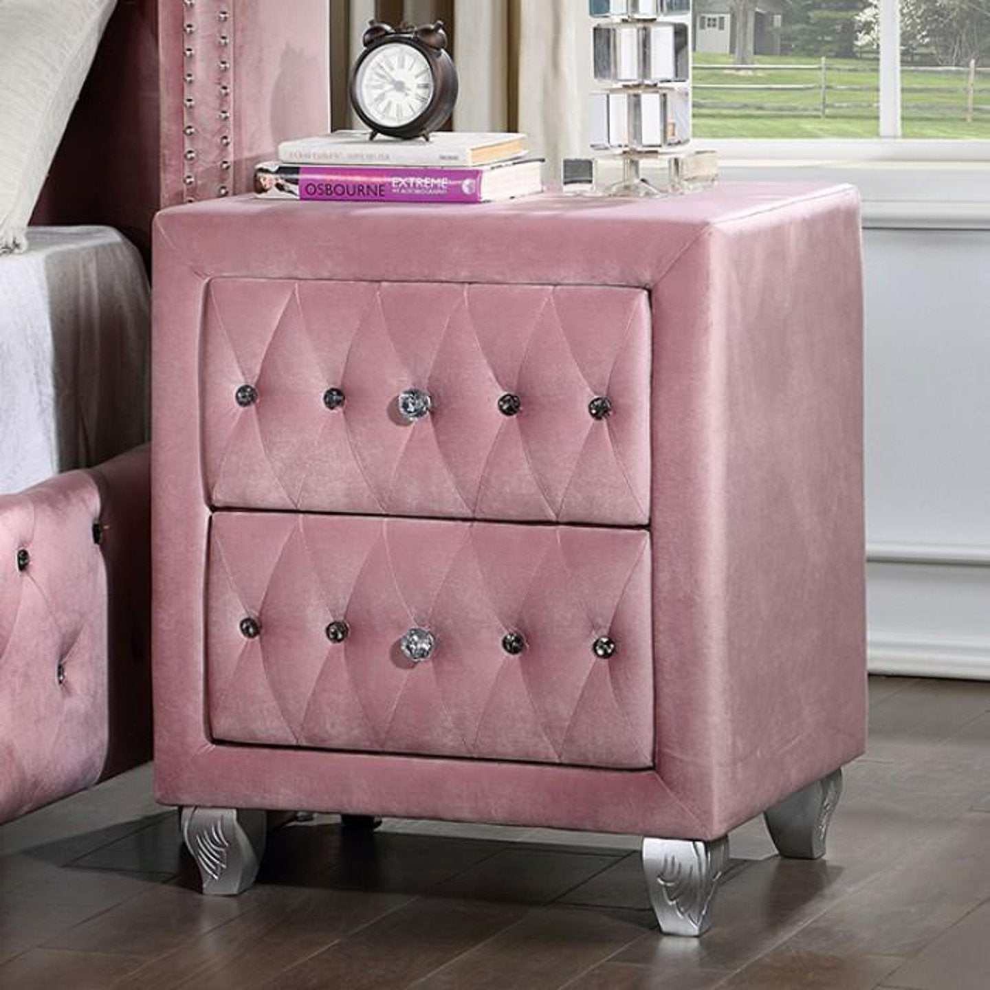 Zohar Pink 4pc Full Bedroom Set - Ornate Home