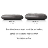 Zoned Dough Bamboo Charcoal Queen Mid Loft Pillow - Ornate Home