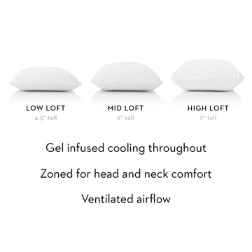 Zoned Gel Dough White Queen Mid Loft Pillow - Ornate Home