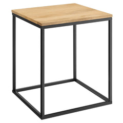 Zora Oak Square Wood and Metal Side Table - Ornate Home