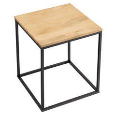 Zora Oak Square Wood and Metal Side Table - Ornate Home