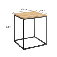 Zora Oak Square Wood and Metal Side Table - Ornate Home