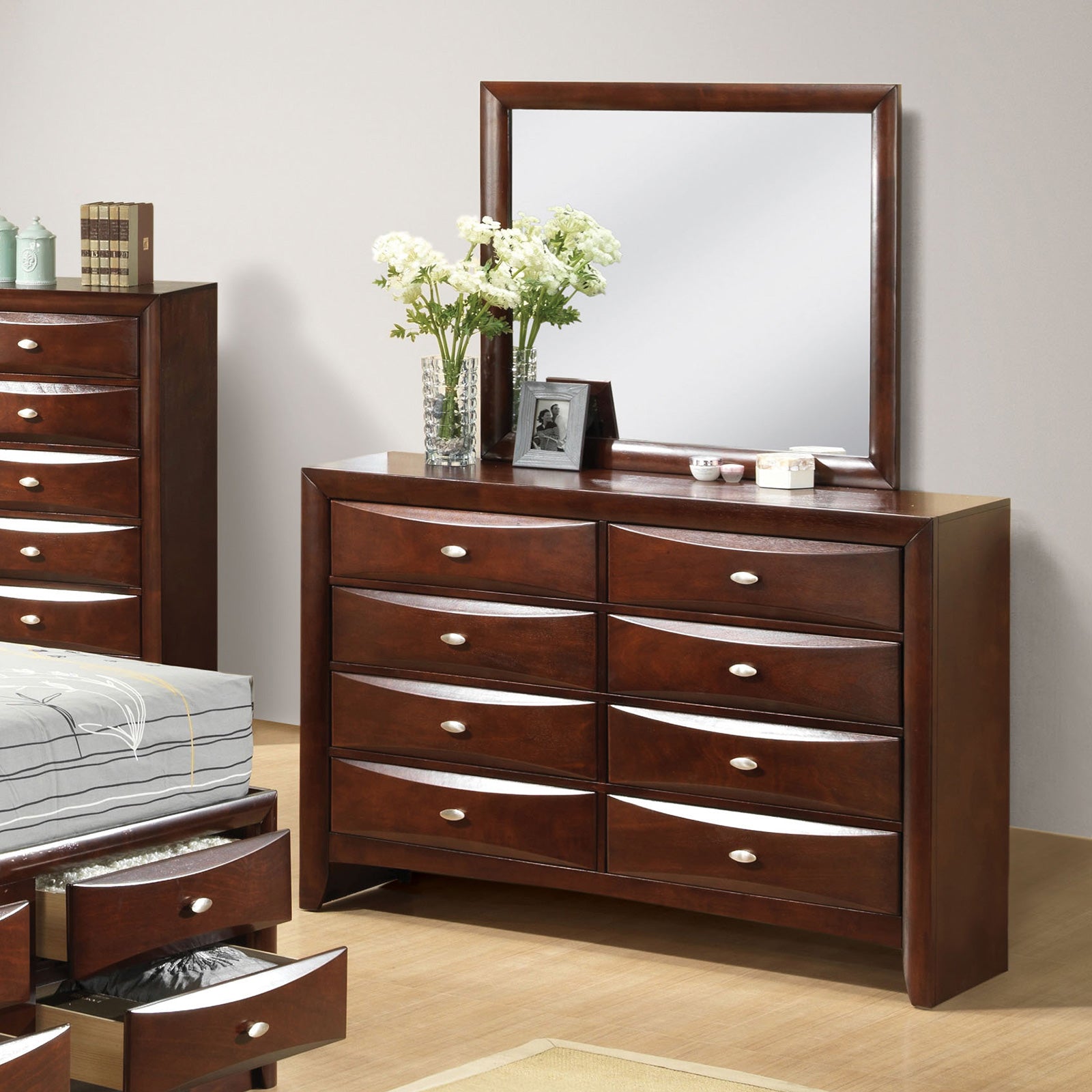 Zosimo Dark Cherry 5 Pc. Queen Bedroom Set w/ 2NS - Ornate Home