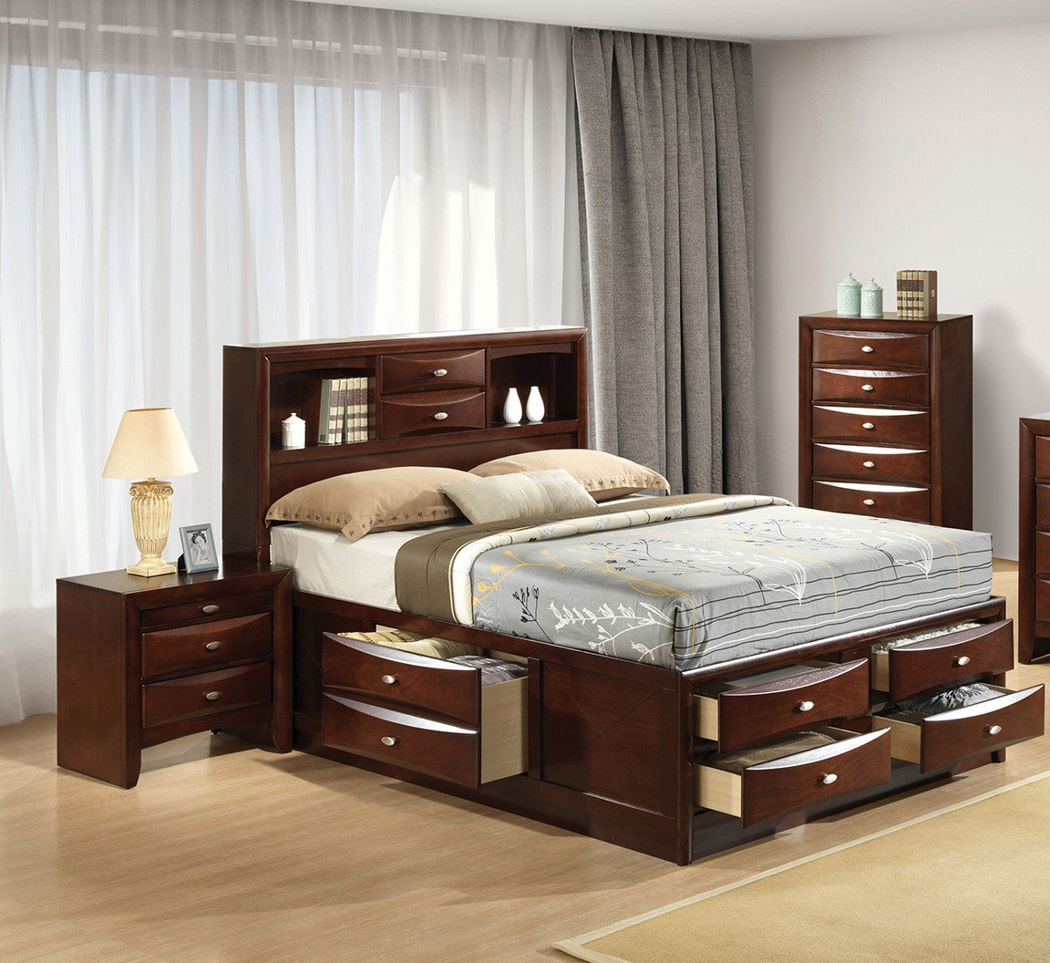 Zosimo Dark Cherry Storage Bed - Ornate Home