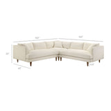 Zoya Cream 3 Piece Down Filled Overstuffed Boucle Sectional Sofa - Ornate Home