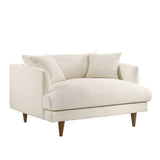 Zoya Cream Down Filled Overstuffed Boucle Chair-and-a-Half