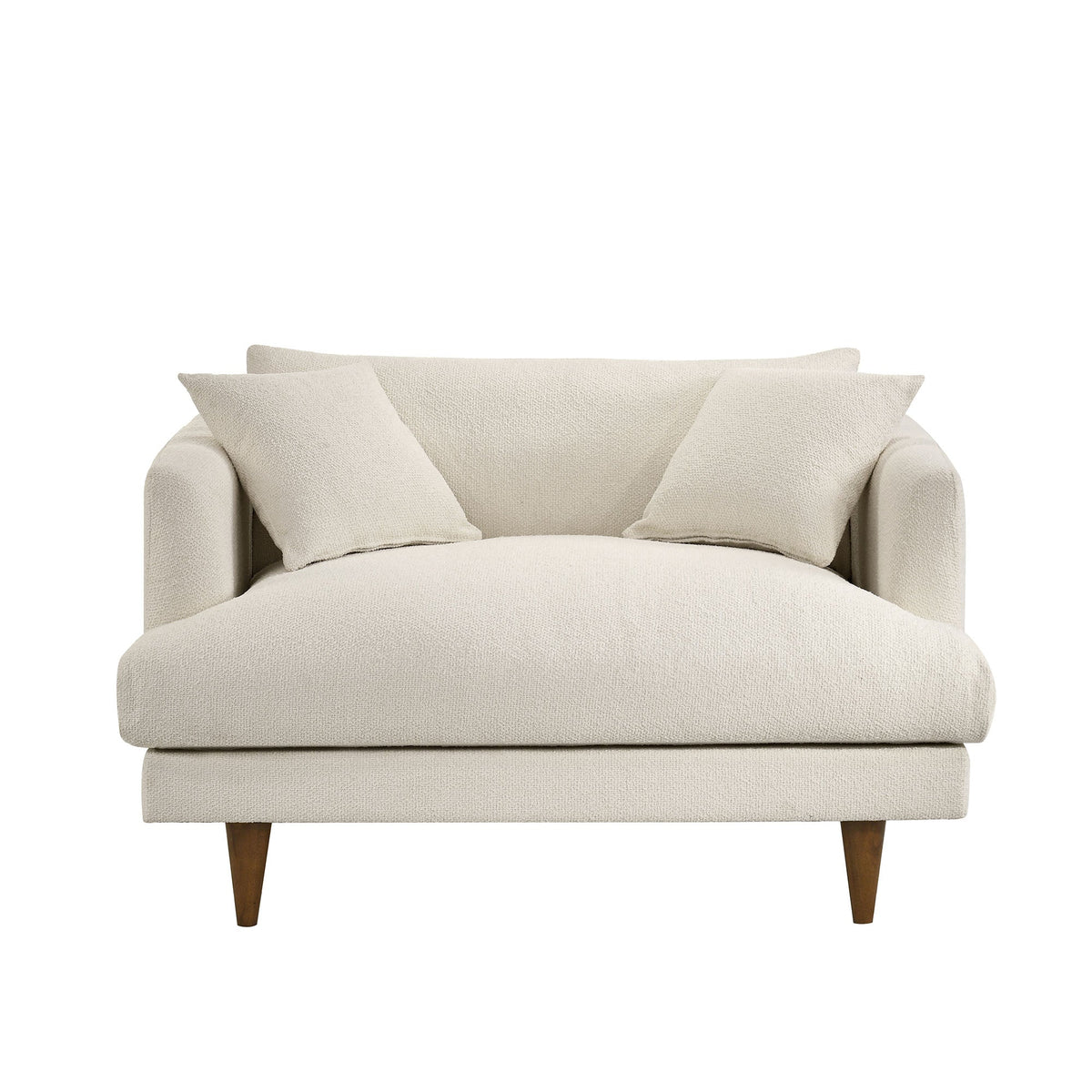 Zoya Cream Down Filled Overstuffed Boucle Chair-and-a-Half
