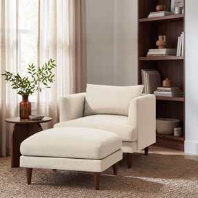 Zoya Cream Down Filled Overstuffed Boucle Ottoman