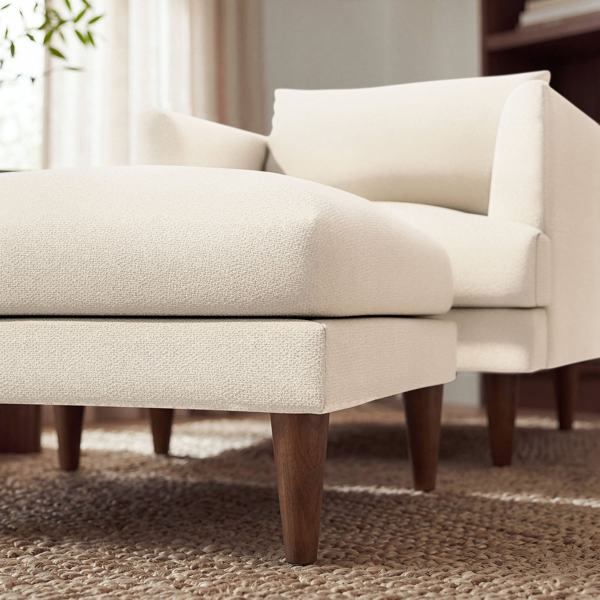 Zoya Cream Down Filled Overstuffed Boucle Ottoman