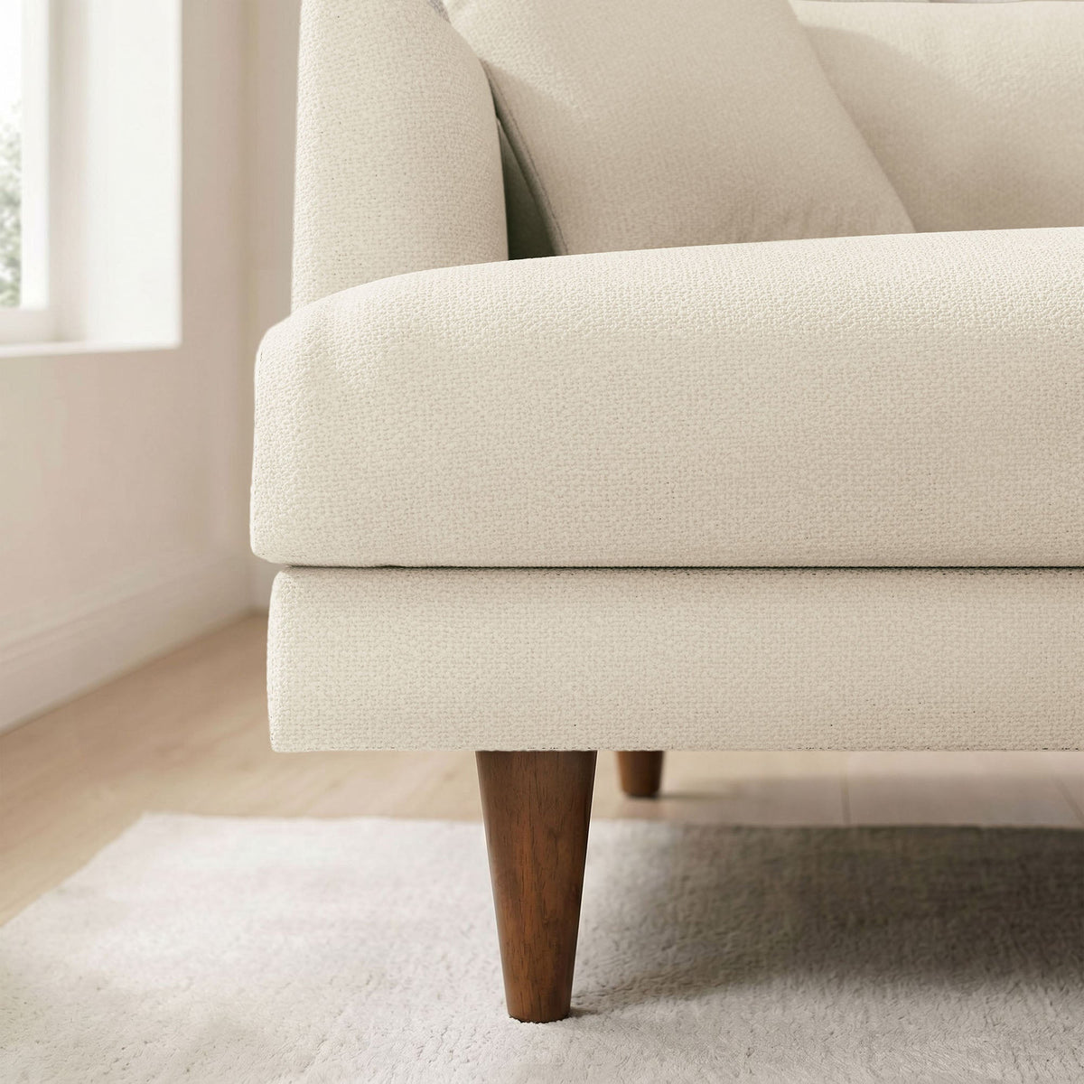Zoya Cream Down Filled Overstuffed Boucle Sofa