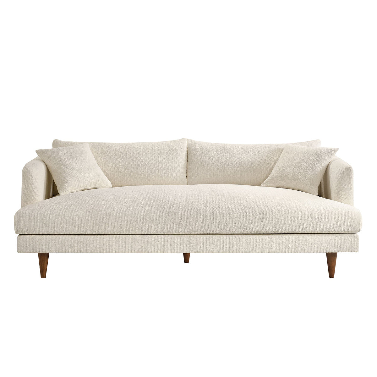 Zoya Cream Down Filled Overstuffed Boucle Sofa